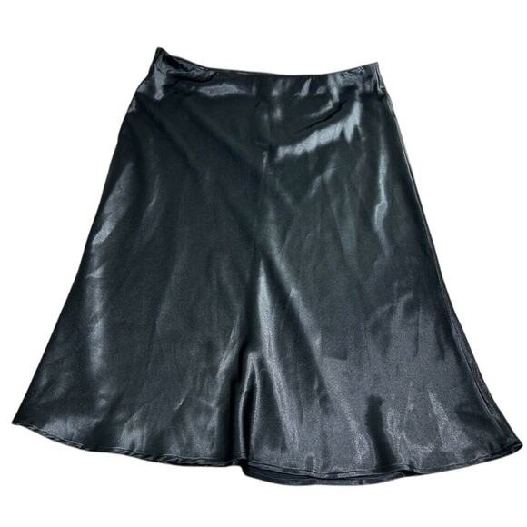 Shien Curve Long Black Silky Skirt Sz 3XL Flowy Side Seam Zipper Plus Size - Picture 7 of 10